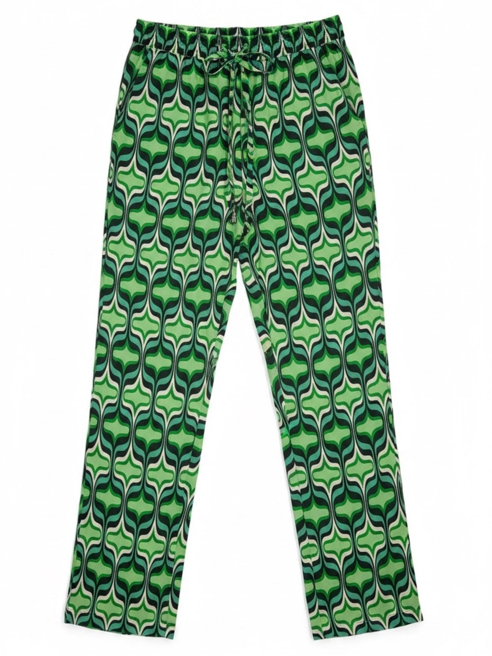 Zara Abstract Green Print Boho High Rise Pants Size Small - Picture 9 of 9